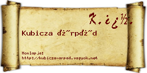 Kubicza Árpád névjegykártya