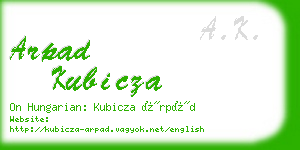 arpad kubicza business card